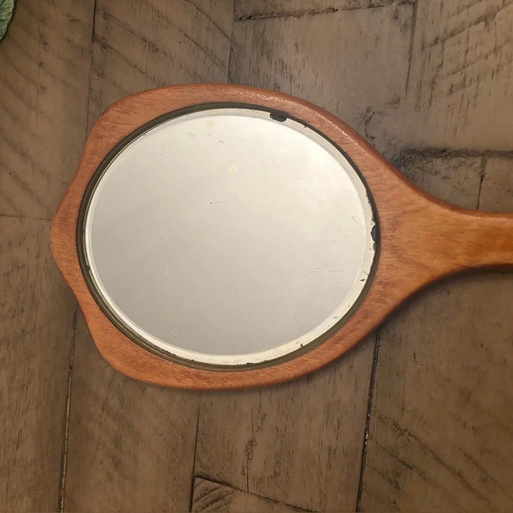 Vintage Wooden Hand Mirror